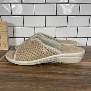 Fly Flot Womens Size EU 39 Shoes Beige Mesh Open Toe Comfort Wedge Slide Sandal